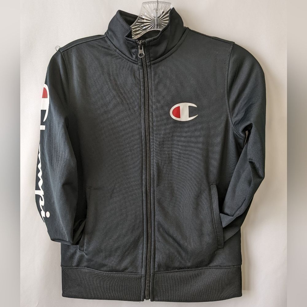 Champion Boys Zip Up Black Track Jacket Size Medium